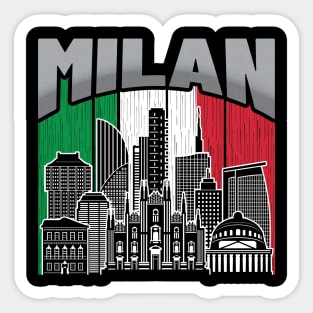 Milan Italy Skyline Vintage Flag Sticker